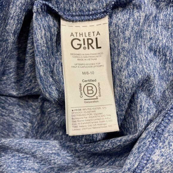 Athleta Girl Medium 8-10 Hoodie Kangaroo Pockets UpTempo Hooded Top - Picture 4 of 5